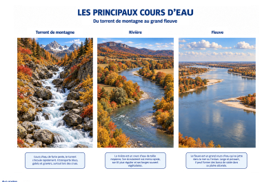 Les principaux types de cours d'eau